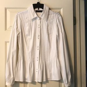 INC. White Cotton Pleated Peplum Top NWT